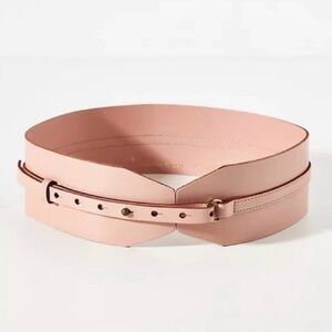 Anthropologie Wrap  Adjustable Smooth Grain Leather Corset Waist Belt Blush Nude